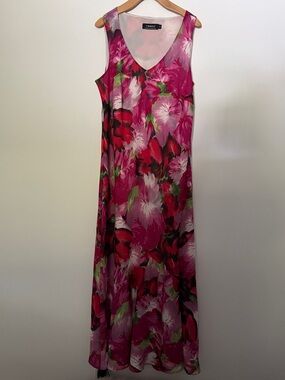 Tribal Magenta Floral Scoop Neck Maxi Dress
